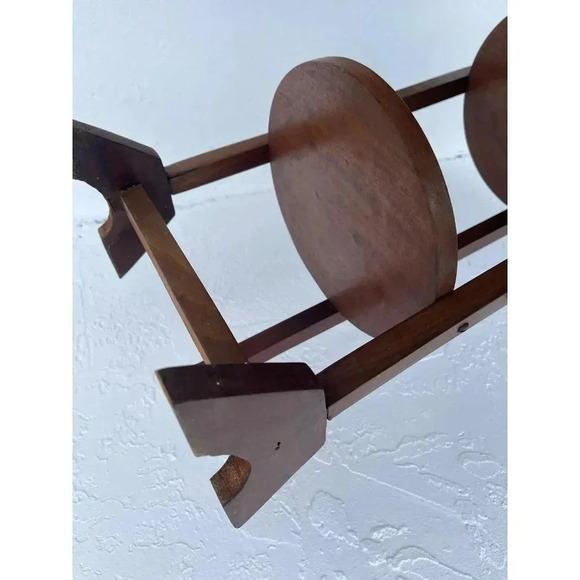 Vintage 3-Tier Solid Wood Round Carved Folding Table Pie Stand Plant Shelf 38.5" - Picture 8 of 11